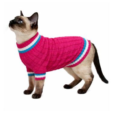 Imagem de Roupinha para Gato Tricot Listrada - Quentinha e Confortável - Katlen 