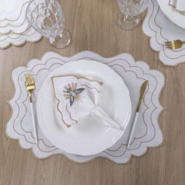 Imagem de Jogo Americano Bordado 12 Peças Mesa Posta Sousplat + Guardanapos Prem