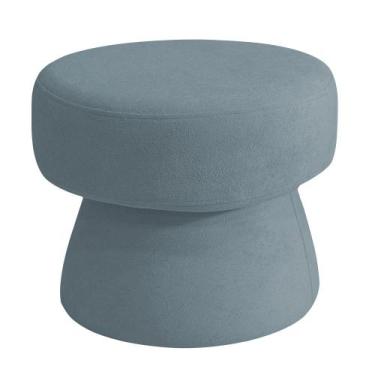 Imagem de Puff Decorativo Redondo Liz Sala de Estar Bouclé Azul Claro - Nexta Ca