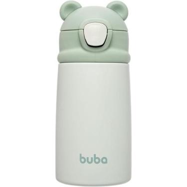 Imagem de Copo Térmico Parede Dupla c/ Canudo Ursinho 320ml Verde - Buba