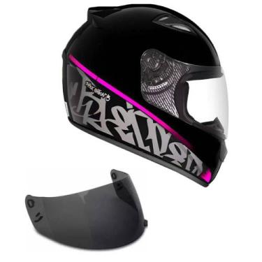 Imagem de Capacete Ebf New Spark Black Edition 3 Preto e Rosa Mais Viseira Fumê 