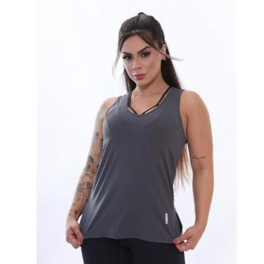 Imagem de Regata Comprida Dryfit Feminina Tapa Bumbum Cinza - ElementFit, P 36-3