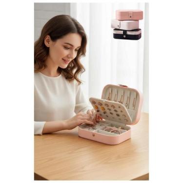 Imagem de 2x Porta Joias Viagem Couro Rosa: Elegância Compacta - Congratulations