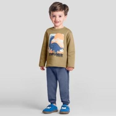 Imagem de Conjunto infantil menino em moletom de dinossauro Brandili-Masculino