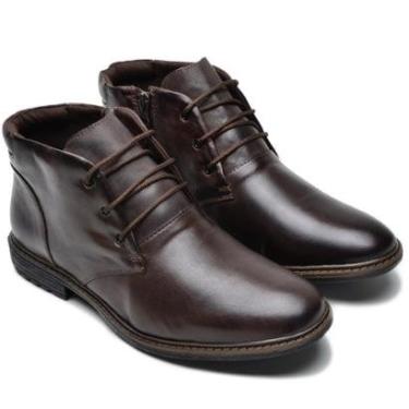 Imagem de Bota Masculina Coturno Couro Cano Curto Cadarço Casual-Masculino