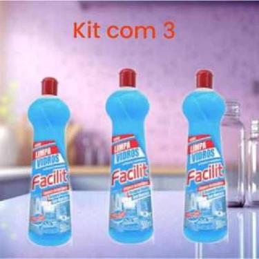 Imagem de kit 3 Limpa Vidros Fuzetto 500ml Box Banheiro Janela Blindex Espelho