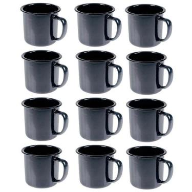 Imagem de Caneca Esmaltada Retro 150ml Vintage Jogo 24 Unidades - - Kadê, Preta