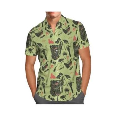 Imagem de Camisa Havaiana Verde Oversized 3D Anime Para Homens, Manga Curta, Ver