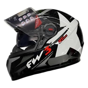 Imagem de Capacete Moto Fechado FW3 GTX STAR, Preto com Branco e Cinza, 58