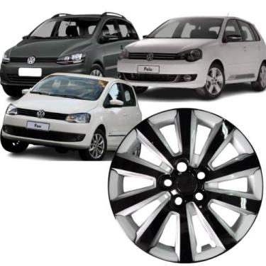 Imagem de 1 Calota Modelo Fox Space Polo 2014 Aro 15 Preto/Prata Cubo Padrão Par