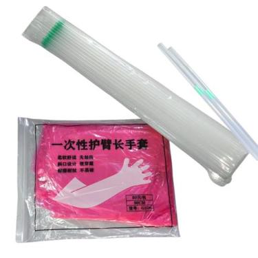 Imagem de Kit 50 Luvas Cano Longo Descartável e 50 Bainhas Para Inseminação Bovi