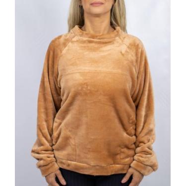 Imagem de Blusão Manga Longa de Fleece Gola Baixa - Cia B, Ocre, XG