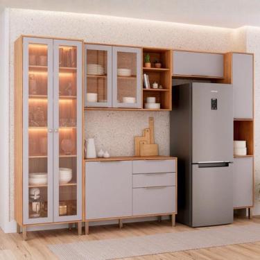 Imagem de Cozinha Modulada 5 Peças Brilhante com 1 Cristaleira 1 Balcão 2 Armári