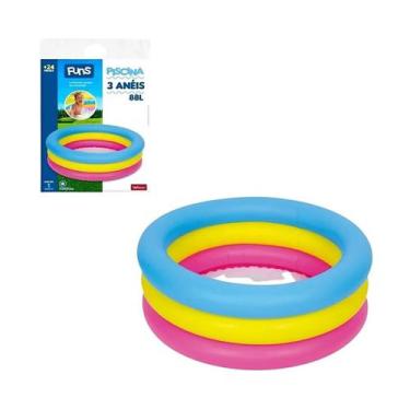 Imagem de Piscina Inflável 3 Anéis Infantil Criança 88L calor férias - Funs, Col