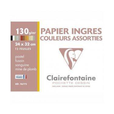 Imagem de Pochette Papel Ingres Para Pastel 24X32cm 12 Folhas Sortidas - CLAIREF