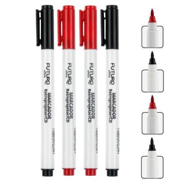 Imagem de Kit Caneta Fina Marcador Retroprojetor Com 4 Cores Ponta 3mm - Futuro 