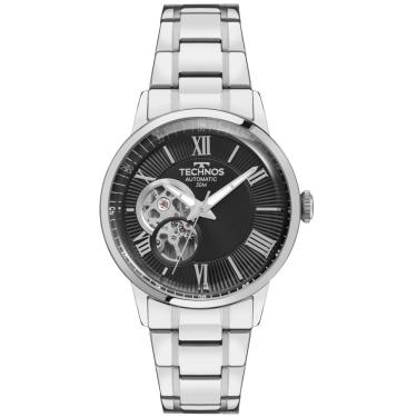 Imagem de Relógio Masculino Automático Open Heart Analógico Aço Inox Prata G3265BK-1P Technos
