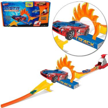 Imagem de Pista de Corrida Fire Wheel WB12259 com Loop 360 graus  Lançador e Carrinho de Fricção 10 Peças Well Kids