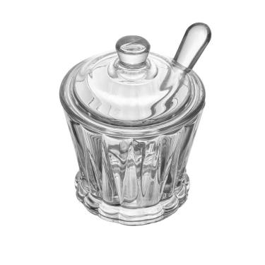 Imagem de Açucareiro de Cristal Radial 210ML com Tampa e Colher Transparente Lyor
