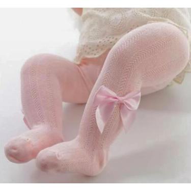 Imagem de Meia calça bebê com laço - Kadu modas , Rosa, 6-12 meses