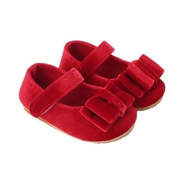 Imagem de Sapatos De Bebê Princesa Com Laço Vermelho, Confortáveis Para Primaver