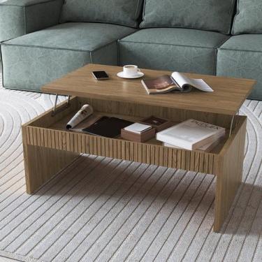 Imagem de Mesa de Centro Ripada Articulada Brisa Marrom - Metta Mobili