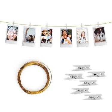 Imagem de Varal de Fotos Decorativo Dourado 5m c/ 30 Prendedores - Lore