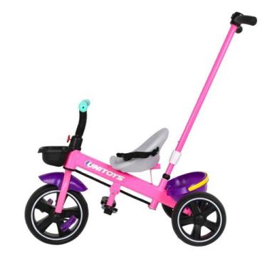 Imagem de Triciclo Infantil com Cadeirinha e Empurrador - Rosa - UNITOYS