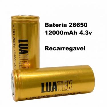 Imagem de Kit 2 Bateria Lítio 26650 12000mah 4.3V Dourada Recarregável Para Lant