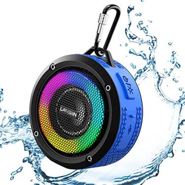 Imagem de Caixa de Som Bluetooth Portáteis XFTOPSE para Equitação ao Ar Livre, Mini RGB Caixinha de Som Amplificada Sem Fio com Microfone para Chamadas, 1 Metro à Prova D'água, 5W RMS, 6-10 Hrs Uso(Azul)