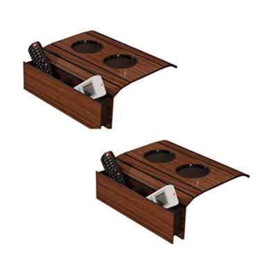 Imagem de Kit 2 Bandejas Esteira para Braço de Sofá Cor Mel com Porta Controle