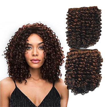Imagem de Mechas de cabelo encaracolado com trama de água 100% cabelo sintético 2 pacotes/pacote de extensão de cabelo palácio (mistura de cores preto/marrom) (cor 1B/30)