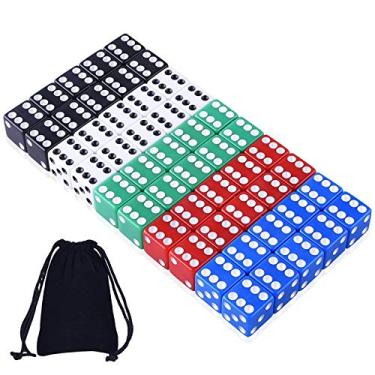 Imagem de AUSTOR 50 Pieces Game Dice Set, 5 Colors Square Corner Dice with Velvet Storage Bag, Play Games Like Tenzi, Farkle, Yahtzee, Bunco or Teaching Math