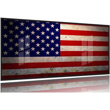 Imagem de Quadro Bandeira dos Estados Unidos Vintage Mosaico 130x60 Moldura Preta 2x2