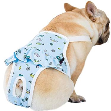 Imagem de ROZKITCH Calcinha sanitária de algodão para cães com suspensório de tira ajustável calça fisiológica roupa íntima para animais de estimação macacão para meninas cachorro filhote jovem