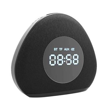 Imagem de HIOD Alto-falante Bluetooth multifuncional Super Bass Microfone embutido 33 pés (10 m) Alcance 12h Alto-falante sem fio para tempo de reprodução com despertador/lâmpada de mesa, preto