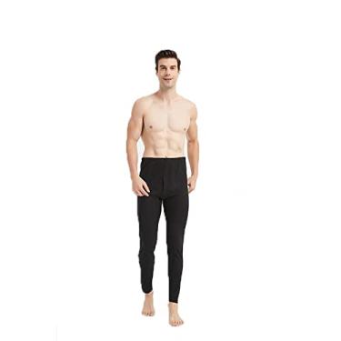Imagem de Bestgift Roupa Interior Térmica Masculina de Veludo Alemão Conjunto de Camada de base forrada de Lã Leggings Térmicas Masculinas Tops Térmicos Calças Térmicas Preto G