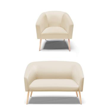 Imagem de Kit 01 Namoradeira 02 Lugares E 01 Poltrona Bege