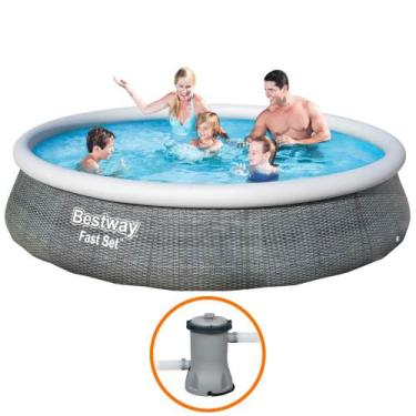 Imagem de Piscina Inflável Fast Set 7.340 Litros Rattan Com Filtro Bestway