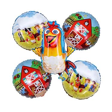 Imagem de Balão de galo tema animais da fazenda conjunto de balões coloridos bonitos de fazenda balões de celeiro de galinha para chá de bebê, decorações de festa de fazenda de pintinho, suprimentos de festa de aniversário de celeiro