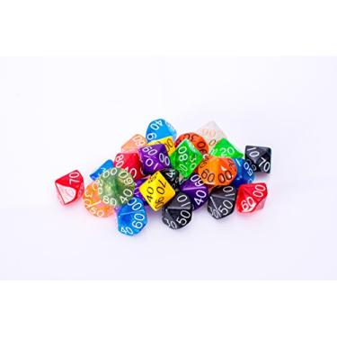 Imagem de Easy Roller Dice Co. Pacote sortido com 25 unidades de 10 dados percentuais – Variedade multicolorida de dados poliédricos D100