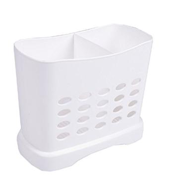 Imagem de Cesto de utensílios de palha para máquinas de lavar louças de 16 cm x 14 cm x L 8 cm de grande capacidade 2 compartimentos divididos