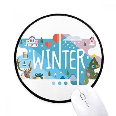 Imagem de DIYthinker Tapete de mouse com ilustração de estação de inverno para escritório tapete redondo para computador