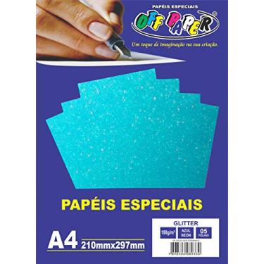 Imagem de Papel A4 Glitter Azul Neon Off Paper, Multicor