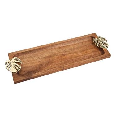 Imagem de BANDEJA DE MADEIRA COSTELA DE ADÃO DOURADO 36X13cm