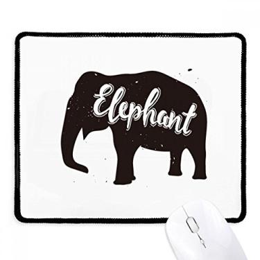 Imagem de Mousepad de elefante preto e branco com borda costurada, tapete de borracha para jogos