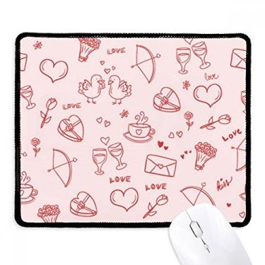 Imagem de Mousepad rosa vermelho corações amor dia dos namorados borda costurada tapete de borracha para jogos
