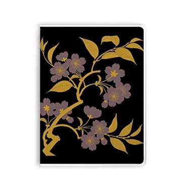 Imagem de Caderno de Caderno de Flores Pretas da Cultura Japonesa Capa de Goma Diário Capa Macia