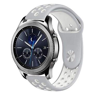 Imagem de Pulseira 22mm Sport compatível com Samsung Galaxy Watch 3 45mm - Galaxy Watch 46mm - Gear S3 Frontier - Amazfit GTR 47mm - Amazfit GTR 2 - Marca LTIMPORTS (Cinza com Branco)