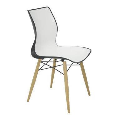 Imagem de Cadeira Plastica Maja Bi-Color Preta E Branca Com Base 3-D - Tramontin